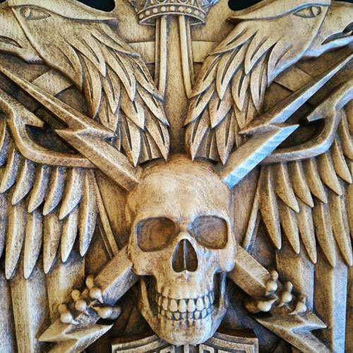 Harley Davidson Emblem Wood Carving Motorcycle Woodwork Wall Art